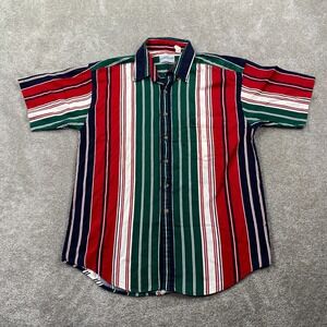 Vintage Clear Creek Men's Striped Button Up Shirt Size L Color Block Multicolor